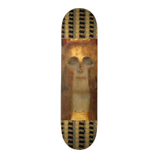 Greek Goddess Athena in Gold Helmet by Klimt Skateboard
