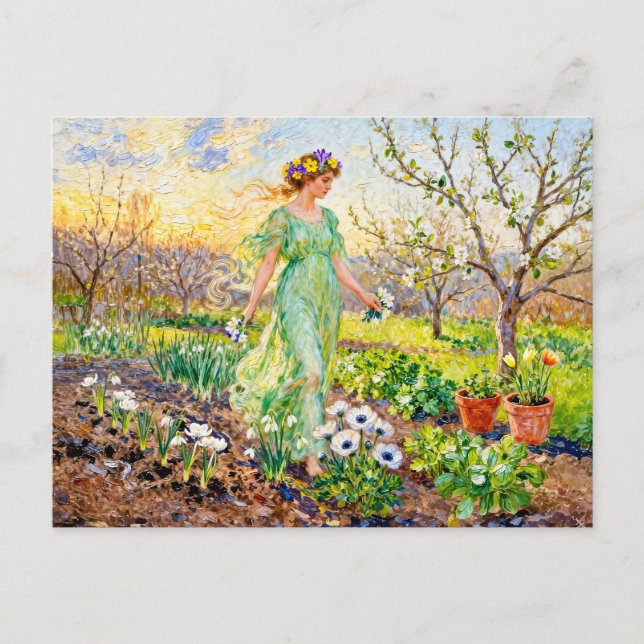 Greek Goddess Chloris Spring Garden Postcard (Front)