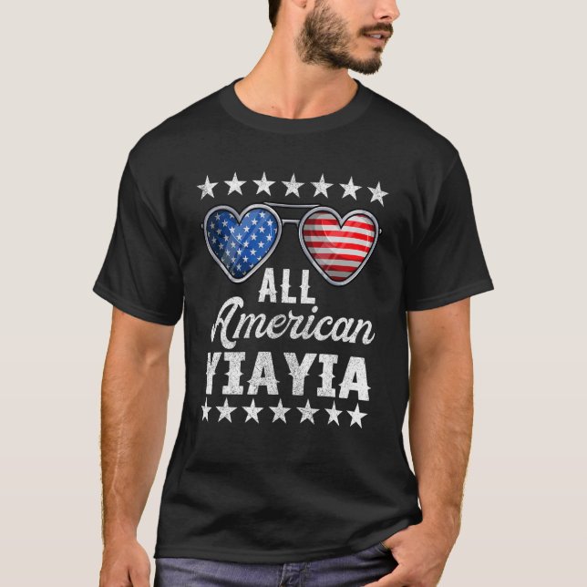 Greek Grandma Fourth Of July  Women All American Y T-Shirt (Front)