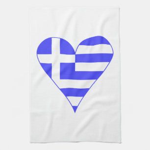 Greek Heart Flag Funky Kitchen Towel