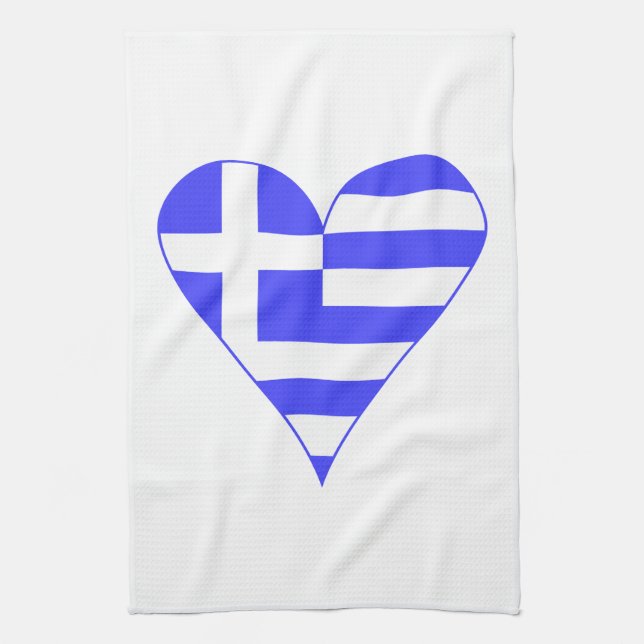 Greek Heart Flag Funky Kitchen Towel (Vertical)