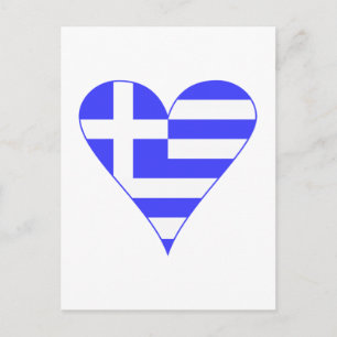 Greek Heart Flag Funky Postcard