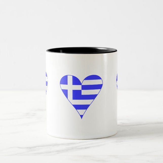 Greek Heart Flag Funky Two-Tone Coffee Mug (Center)