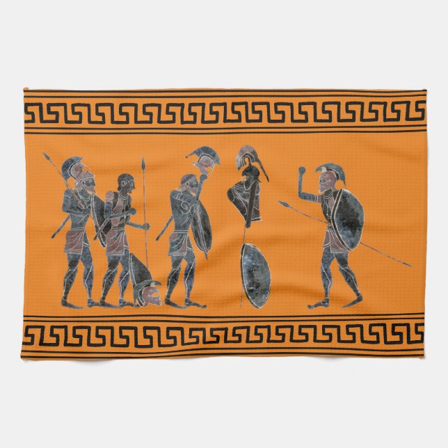 Greek Hoplite soldiers celebrating Kitchen Towel (Horizontal)