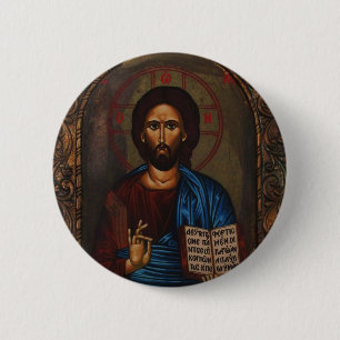 Greek ICON CHRIST 2 Inch Round Button