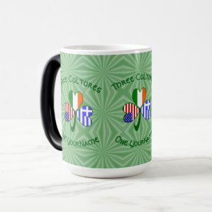 Greek Irish American Flags Shamrock Personalized Magic Mug