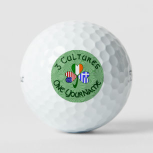 Greek Irish American Shamrock Flag Personalized  Golf Balls