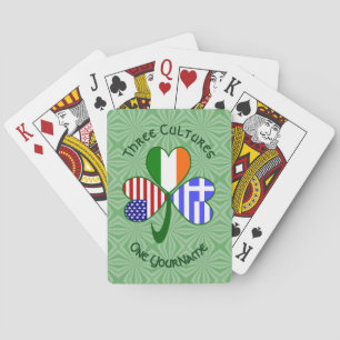 Greek Irish American Shamrock Personalized Playing Cards
