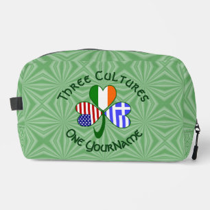 Greek Irish USA Shamrock Flags Personalize Text  Dopp Kit