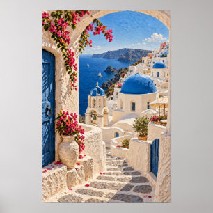 Greek Island Blue Dome Coastal Wall Art