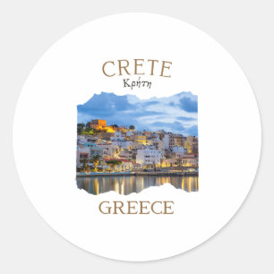 Greek Island Crete Greece Featuring Rethimno Town Classic Round Sticker