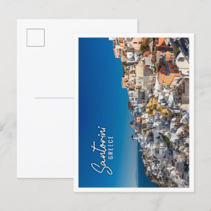 Greek island of Santorini amazing travel panorama  Postcard