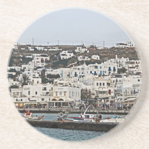 Greek Island Port with boats and homes Rd Coaster