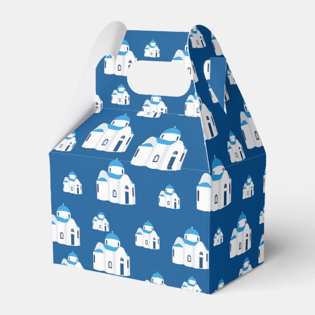 Greek Island Santorini Blue Dome Church  Favor Box (Front Side)