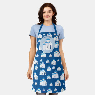 Greek Island Santorini Blue Dome Church Monogram Apron