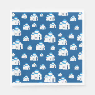 Greek Island Santorini Blue Dome Church Napkin