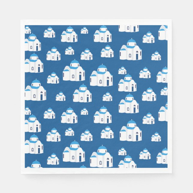 Greek Island Santorini Blue Dome Church  Napkin (Front)