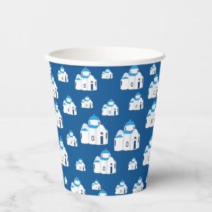Greek Island Santorini Blue Dome Church Paper Cups