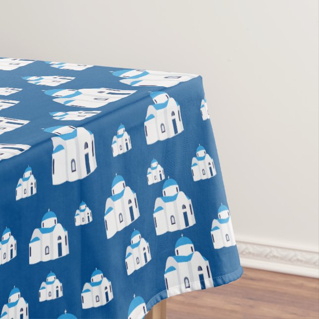 Greek Island Santorini Blue Dome Church  Tablecloth (In Situ)