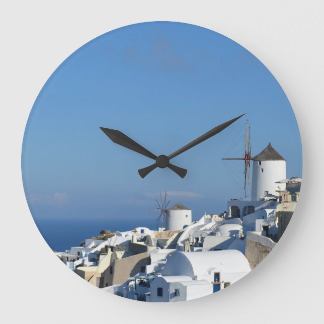 Greek Island Wall Clock - Oia, Santorini (Front)