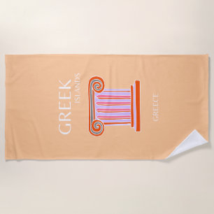 Greek Islands, Greece, Travel Art, Orange Beach Towel