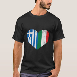 Greek Italian Flag Heart Half Italian Half Greek T-Shirt