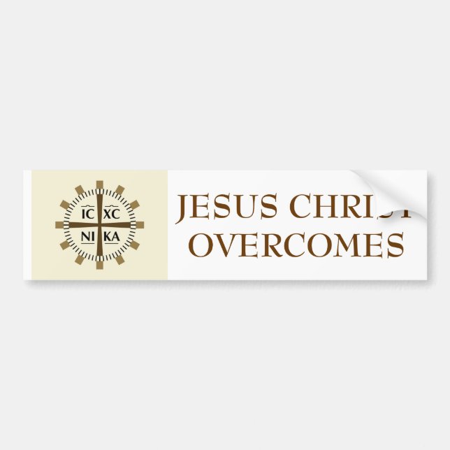 Greek "Jesus Christ Overcomes" Bumper Sticker (Front)