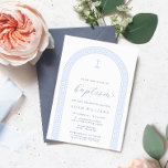Greek Key Arch White Blue Baptism Invitation<br><div class="desc">This design features a minimalist Greek key design with fully editable text. For more advanced customization of this design,  simply select the "Customize It" button above.</div>