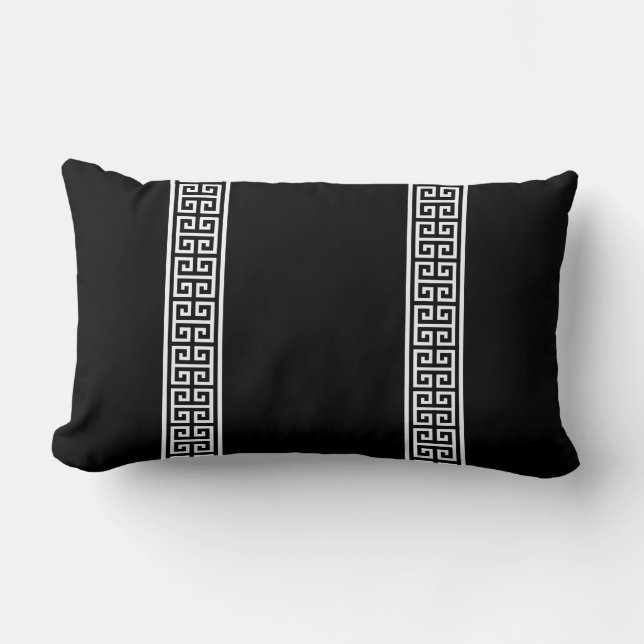 Greek Key Black & White Lumbar Pillow (Front)