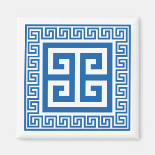 Greek Key Blue And White Magnet