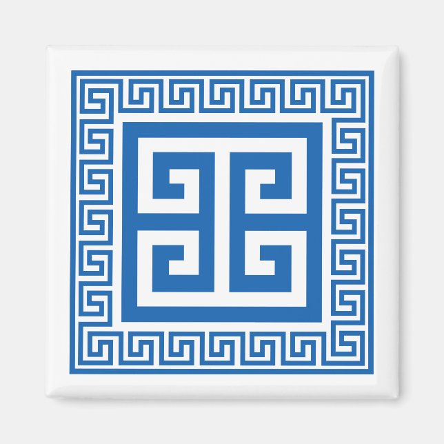 Greek Key Blue And White Magnet (Front)