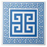 Greek Key Blue And White Pattern Ceramic Tile<br><div class="desc">Ceramic tile with Greek key (Meander) pattern elegant blue and white design with key border to match. This design of the famous and popular Greek pattern of the continuous line can be edited to change its colour if you like. You can also add a background colour to the design by...</div>