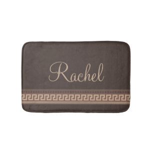 Greek key border bath mat