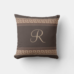 Greek key border throw pillow