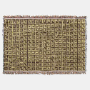 Greek Key, chocolate brown and tan Throw Blanket