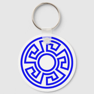 Greek Key Circle Keychain