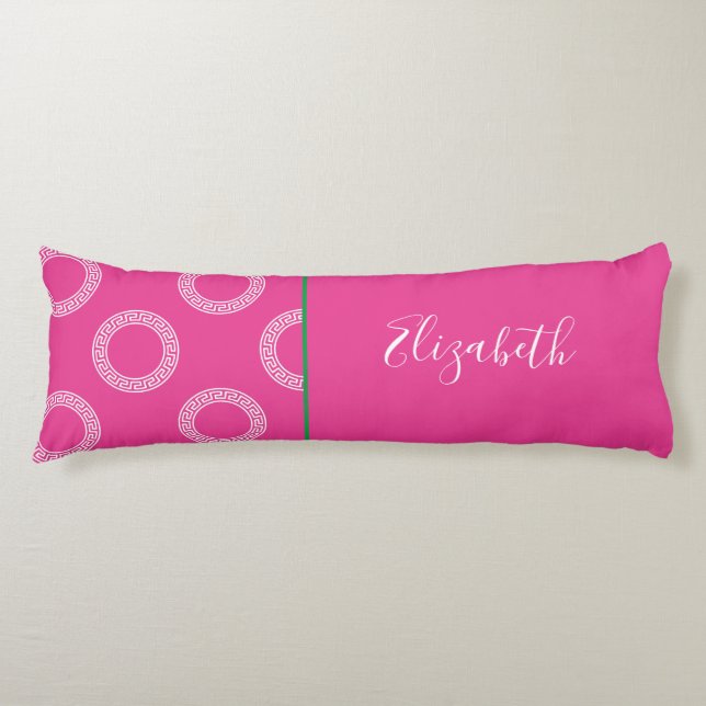 Greek Key Circles Collegiate Preppy Sorority NAME Body Pillow (Front)