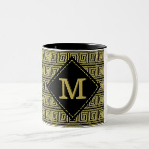 Greek Key Classic Design In Gold & Black Two-Tone Coffee Mug