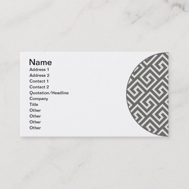 Greek Key Classic Square Swirl Pattern Business Card (Front)