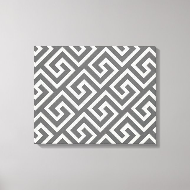 Greek Key Classic Square Swirl Pattern Canvas Print (Front)
