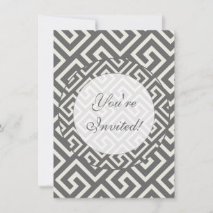 Greek Key Classic Square Swirl Pattern Invitation