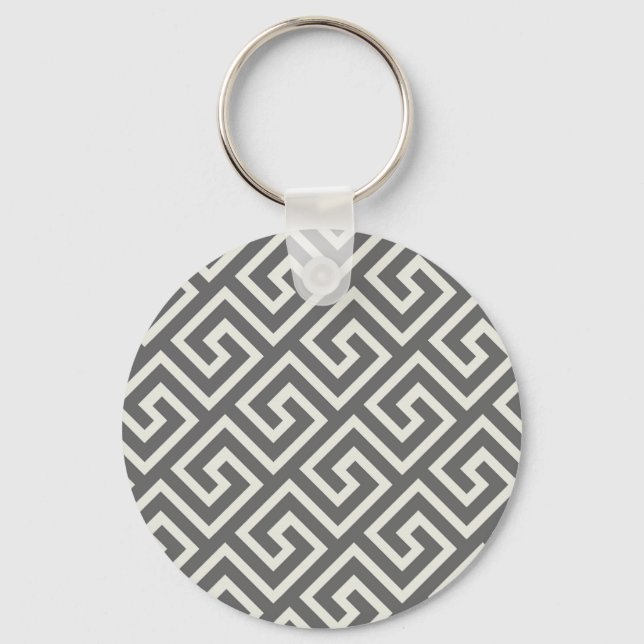 Greek Key Classic Square Swirl Pattern Keychain (Front)