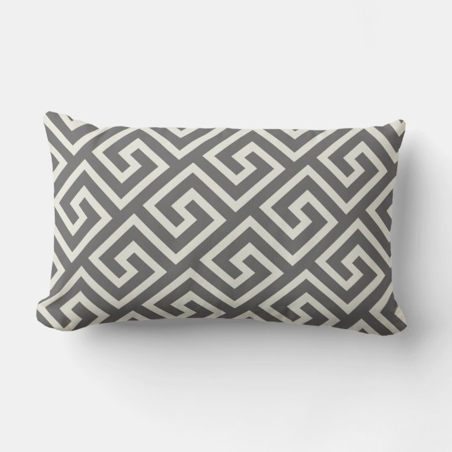 Greek Key Classic Square Swirl Pattern Lumbar Pillow (Front)