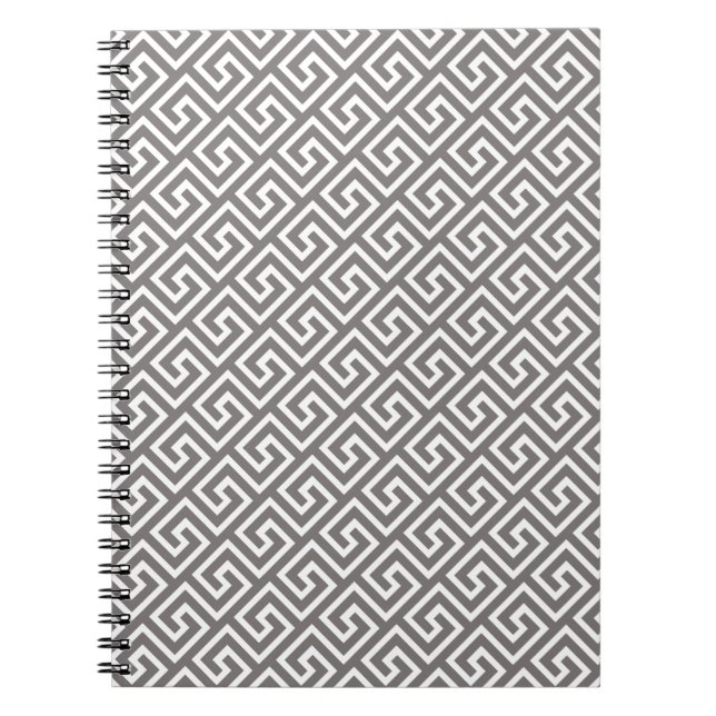 Greek Key Classic Square Swirl Pattern Notebook (Front)