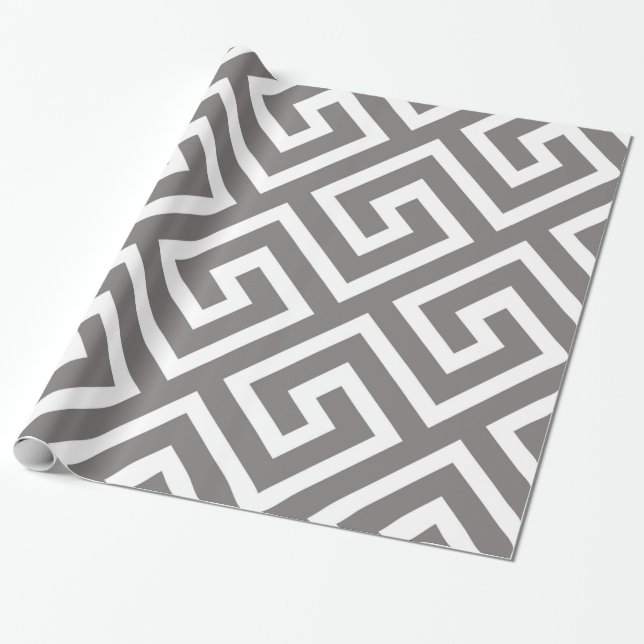Greek Key Classic Square Swirl Pattern Wrapping Paper (Unrolled)