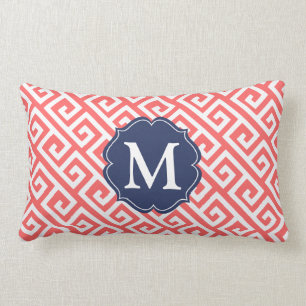 greek-key coral diagonal.ai lumbar pillow