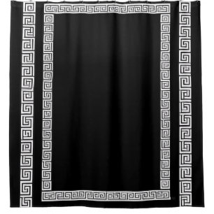 Greek Key - Design  Black Shower Curtain