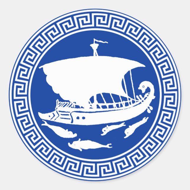 Greek Key Design Classic Round Sticker (Front)