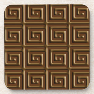 Greek Key design - dark chocolate Coaster