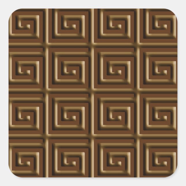 Greek Key design - dark chocolate Square Sticker (Front)